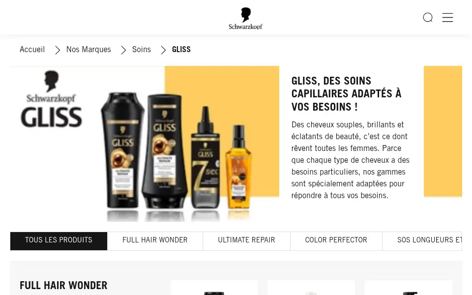 Screenshot of gliss.schwarzkopf.fr