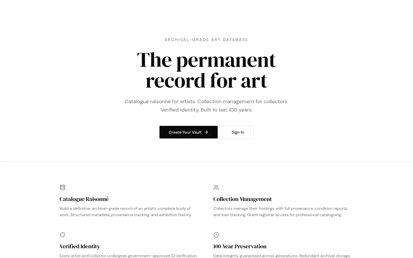 Screenshot of globalartistregistry.org