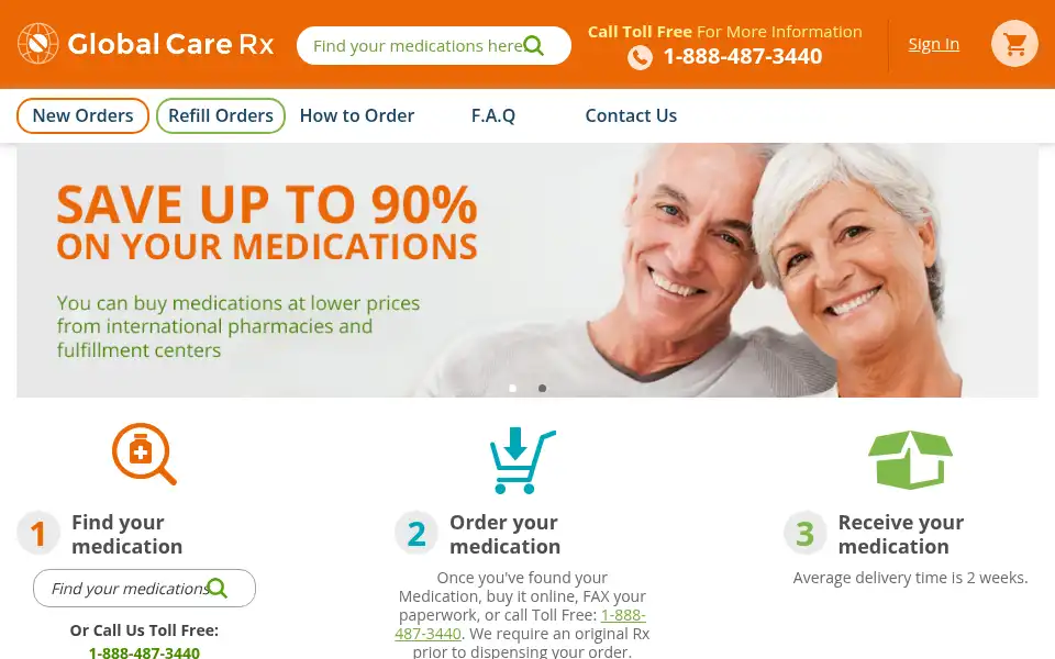 Screenshot of globalcarerx.com
