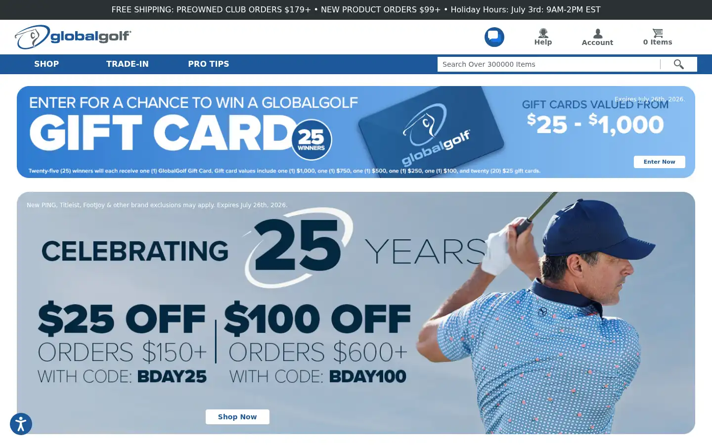Screenshot of globalgolf.com