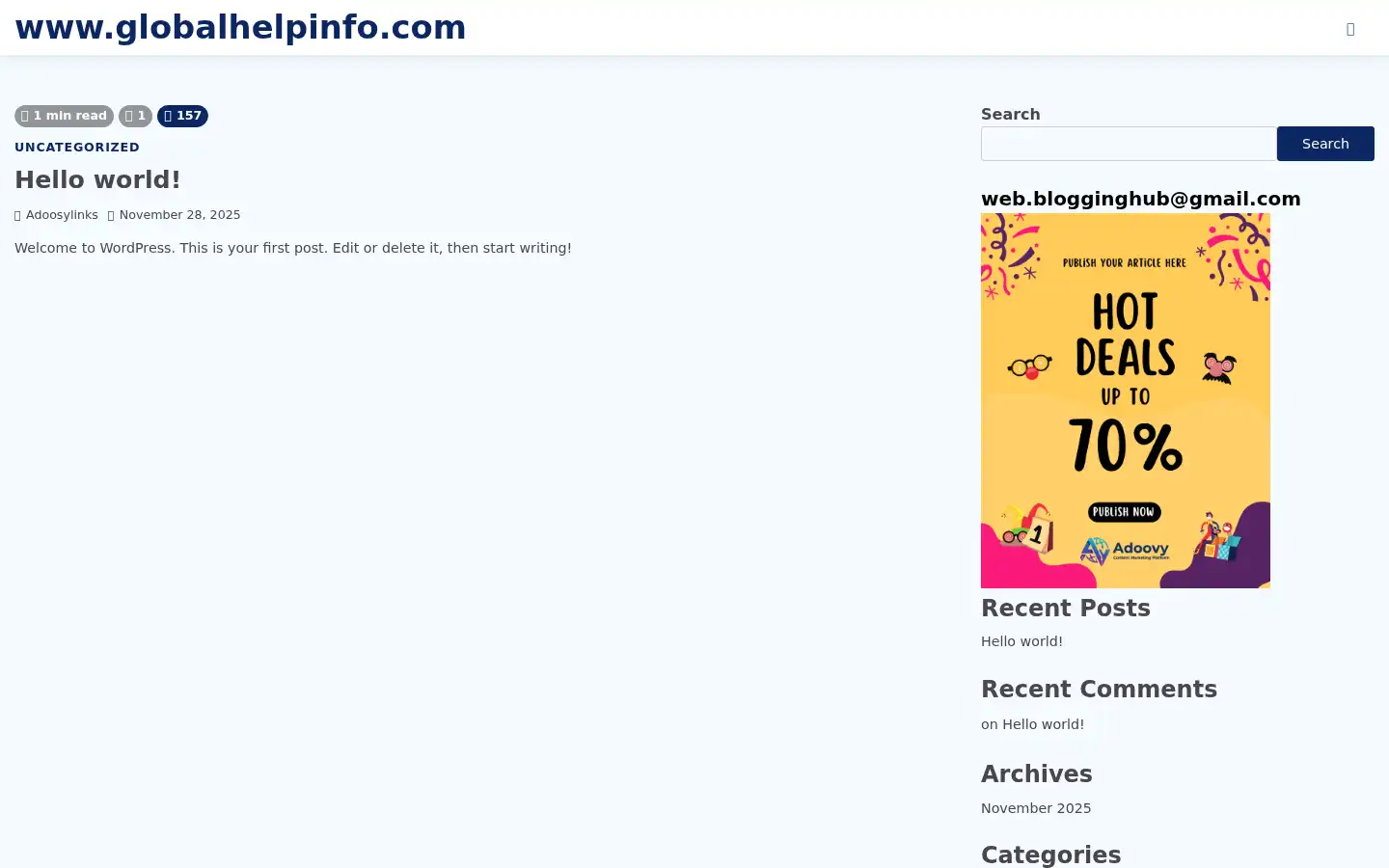 Screenshot of globalhelpinfo.com