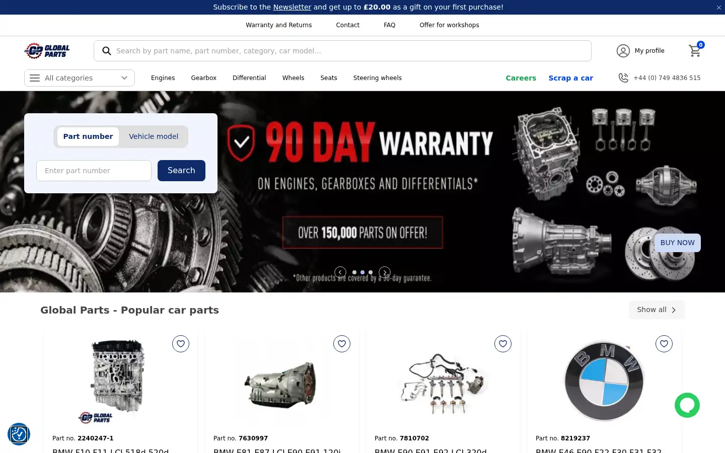 Screenshot of globalparts.co.uk