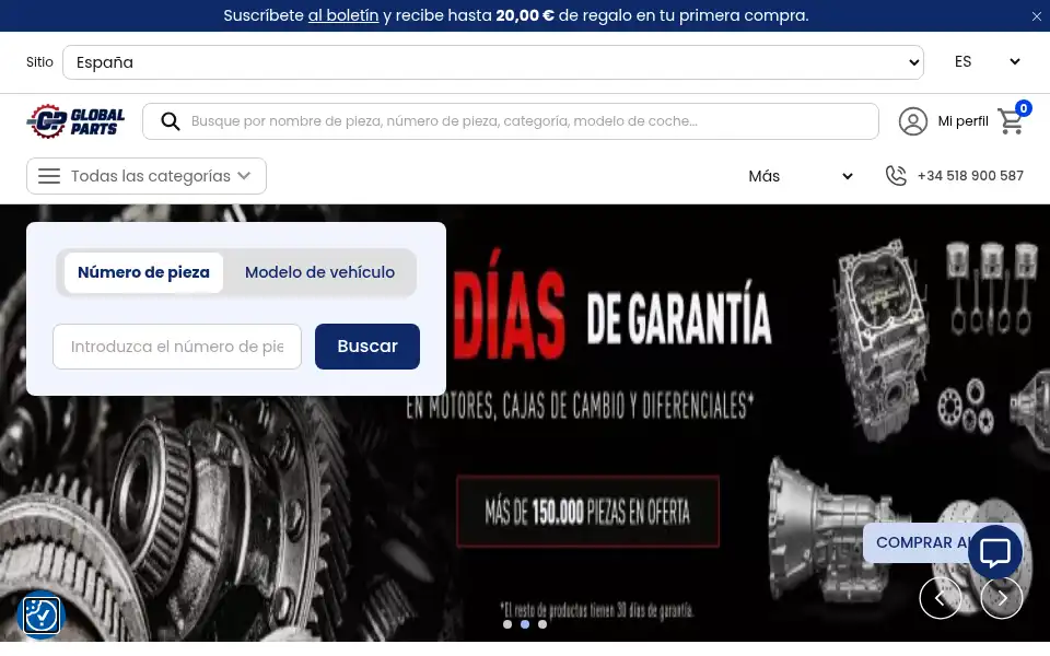 Screenshot of globalparts.es