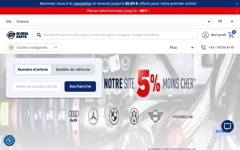 Screenshot of globalparts.fr