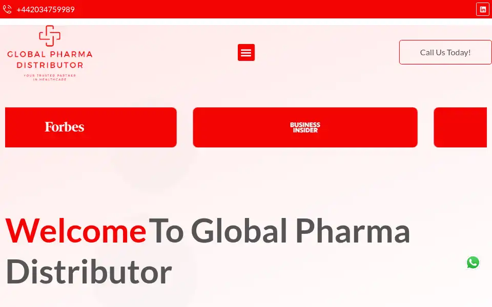 Screenshot of globalpharmadistributoruk.com