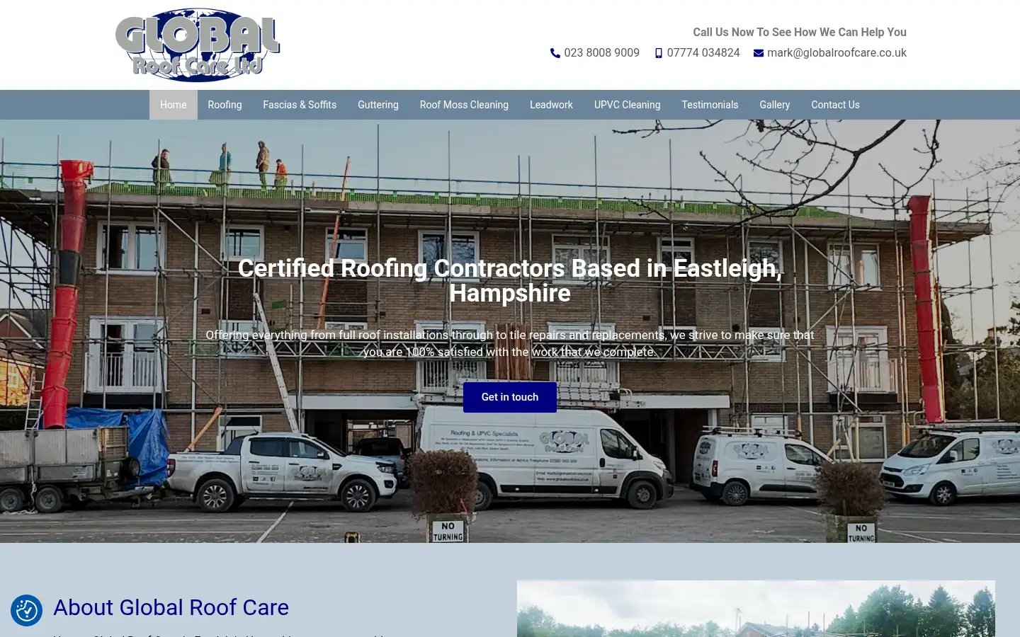 Screenshot of globalroofcare.co.uk