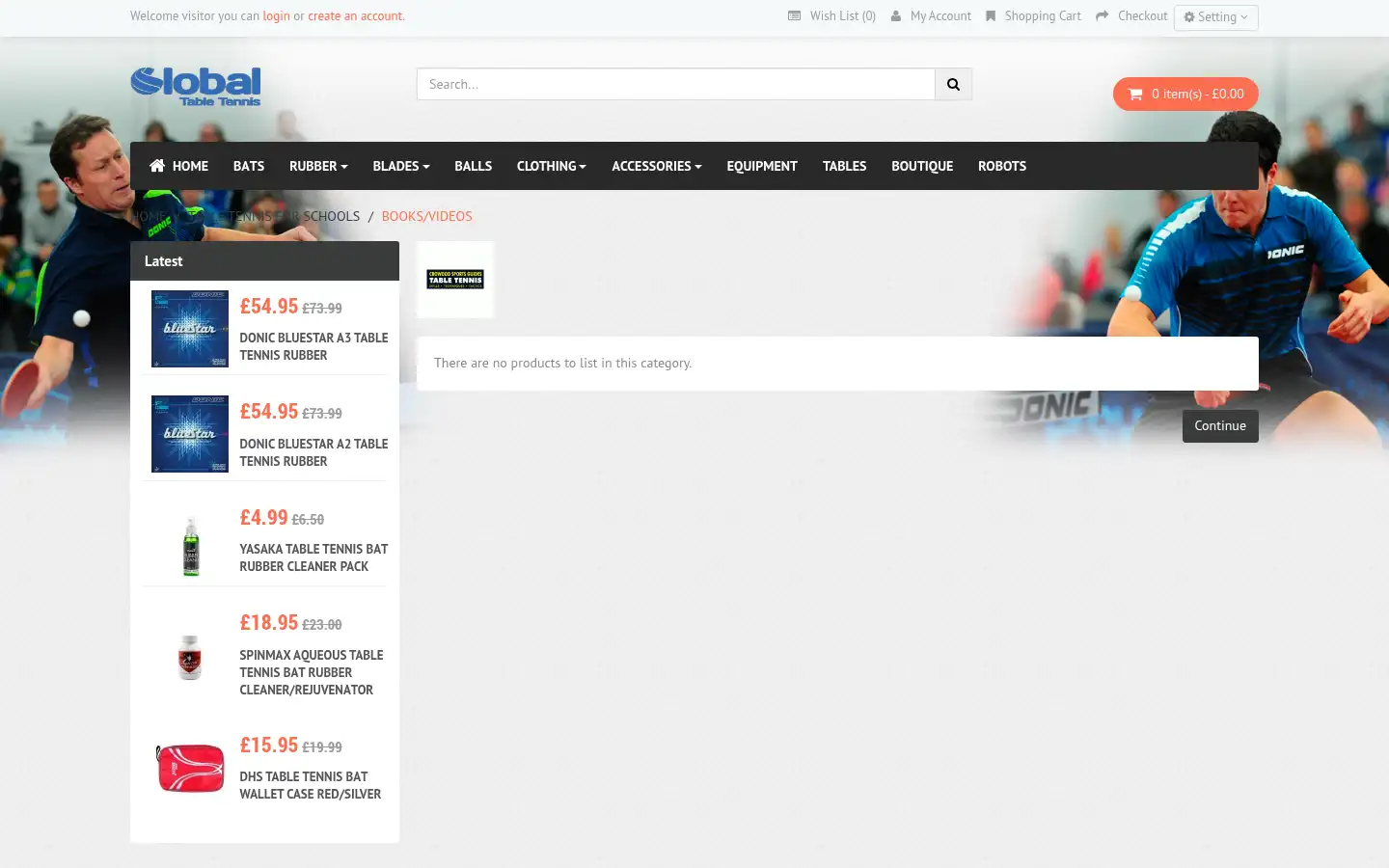 Screenshot of globaltabletennis.com