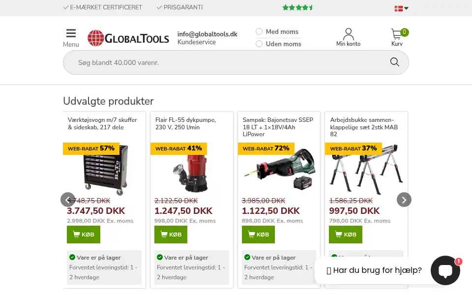 Screenshot of globaltools.dk
