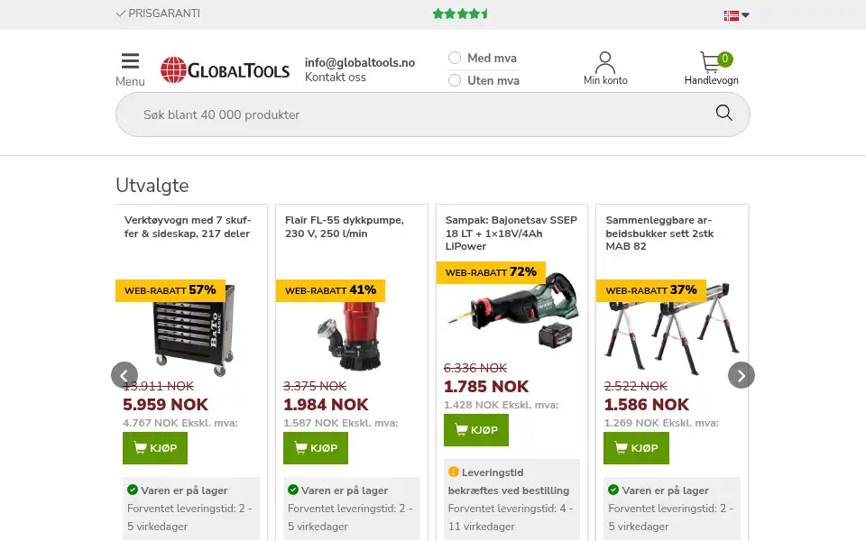 Screenshot of globaltools.no