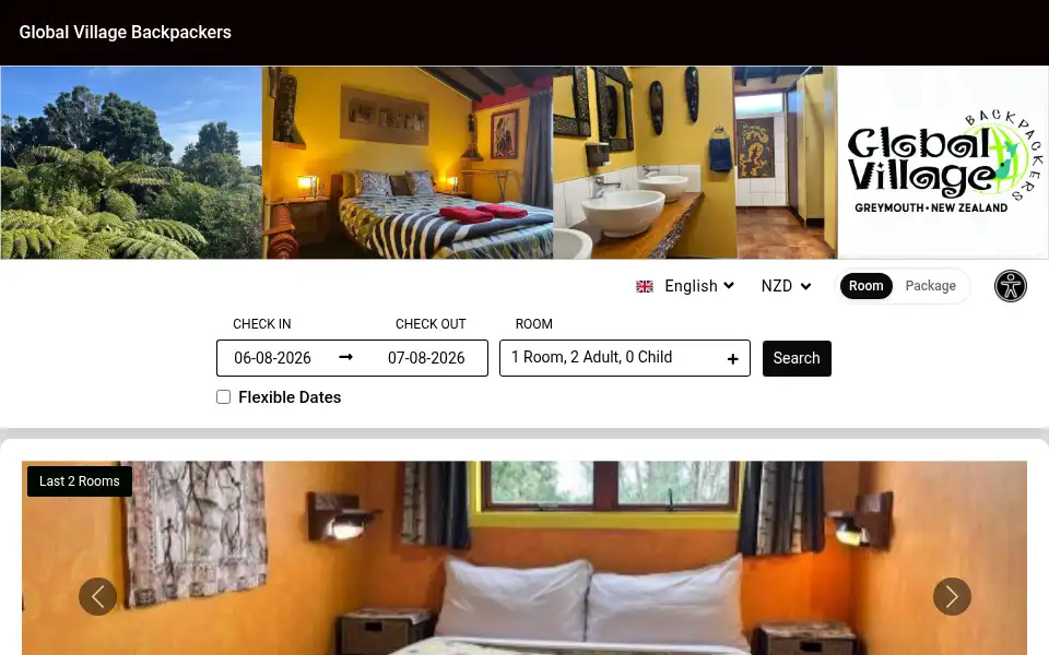 Screenshot of globalvillagebackpackers.co.nz