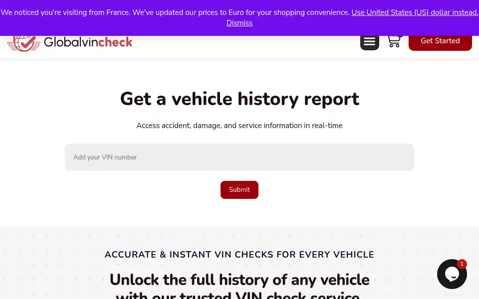 Screenshot of globalvincheck.com