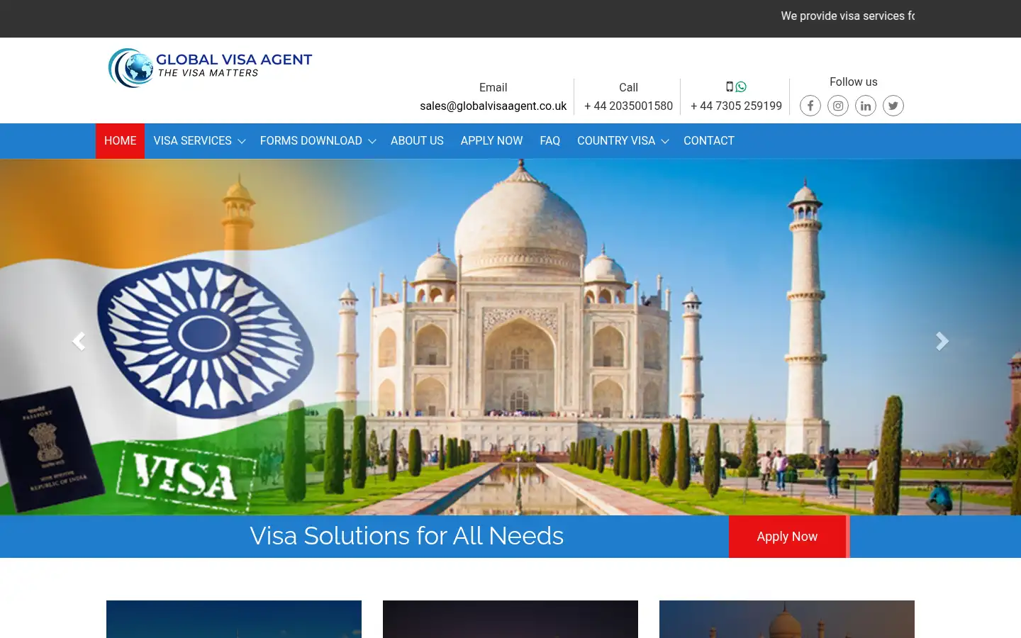Screenshot of globalvisaagent.co.uk