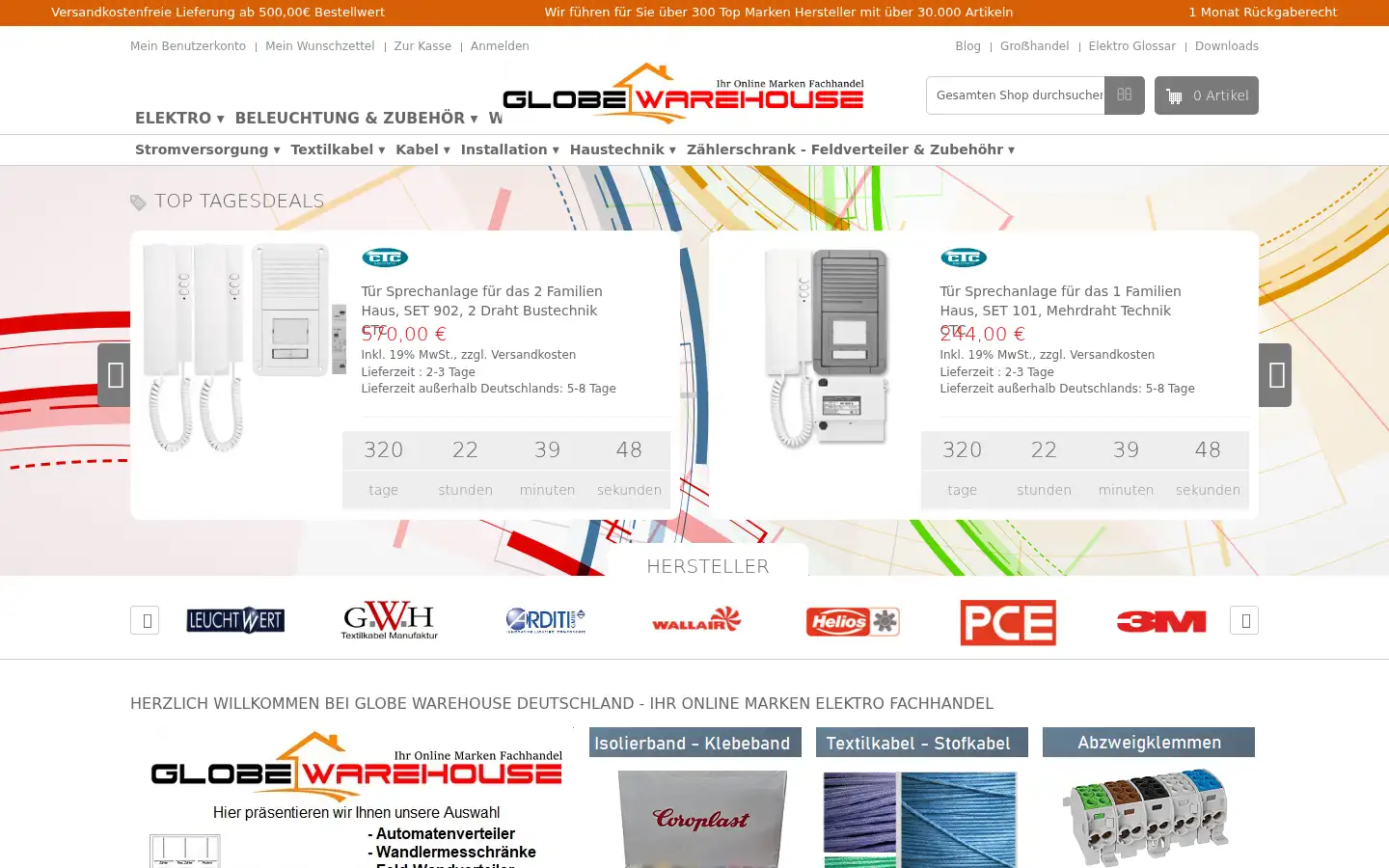 Screenshot of globe-warehouse.de