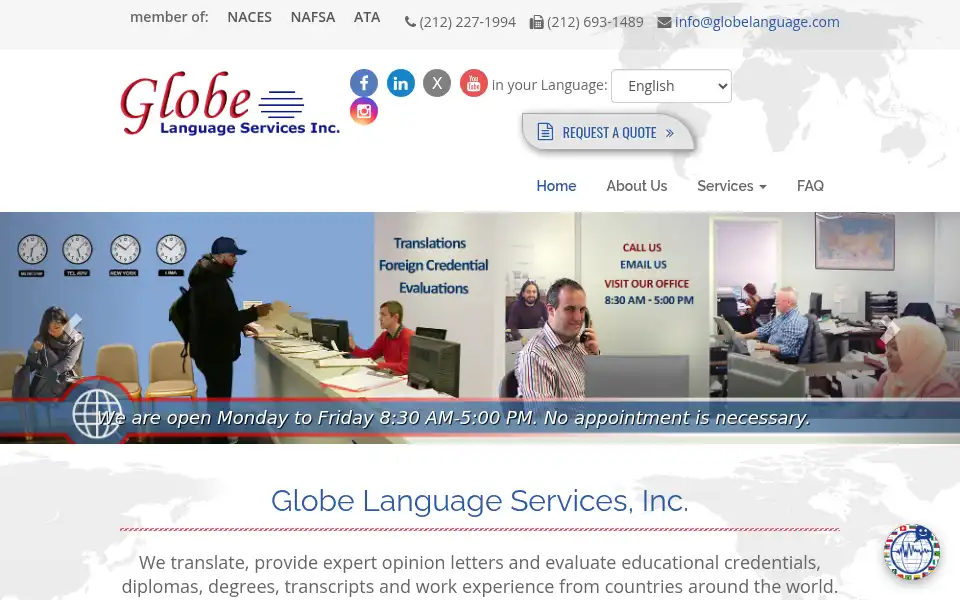 Screenshot of globelanguage.com