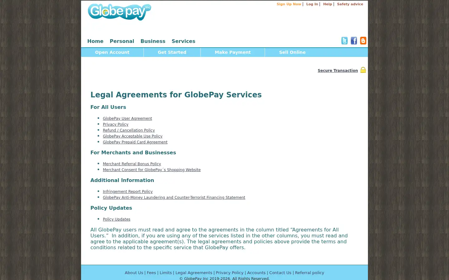 Screenshot of globepayinc.com