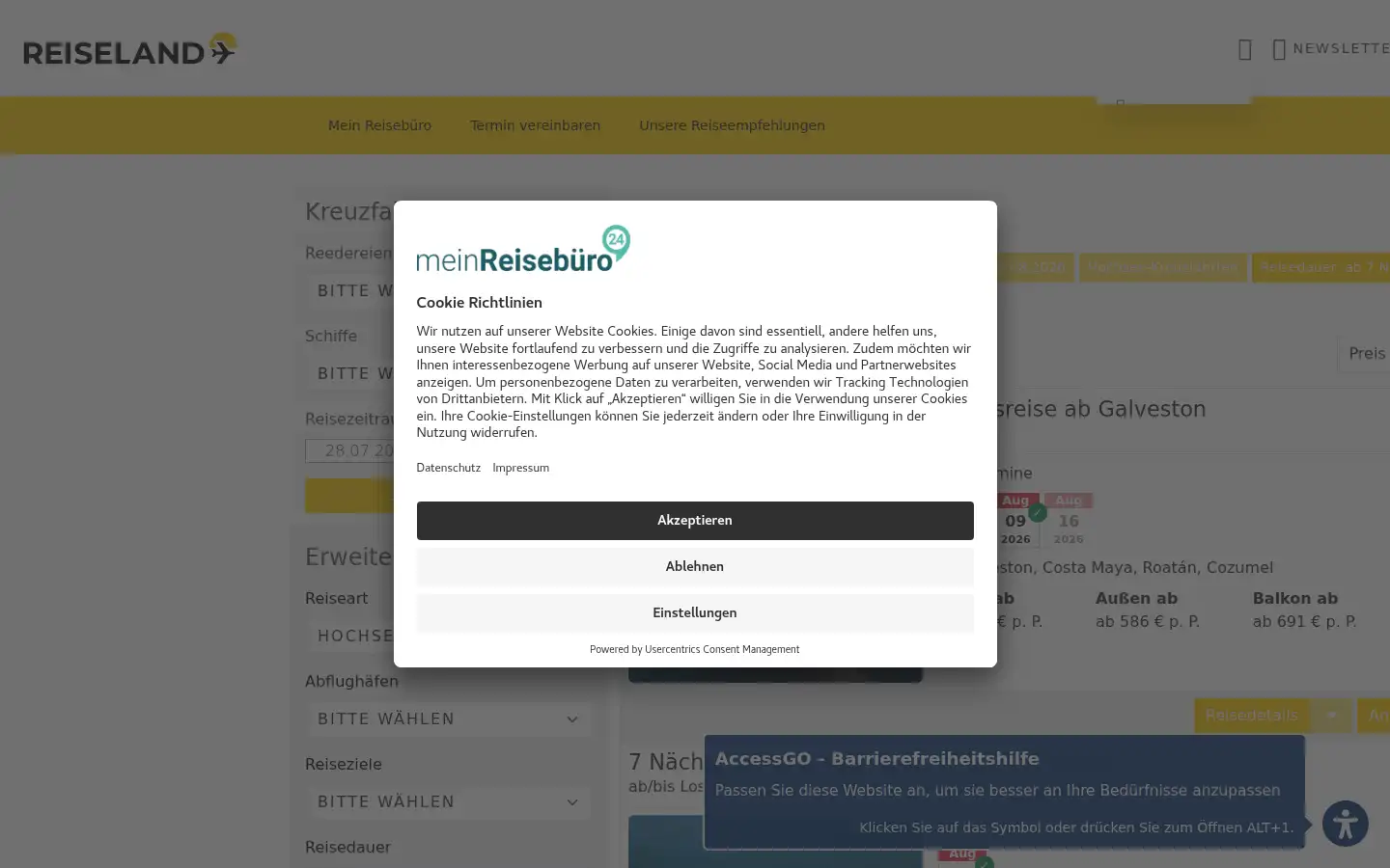 Screenshot of globetrotter-kreuzfahrten.de