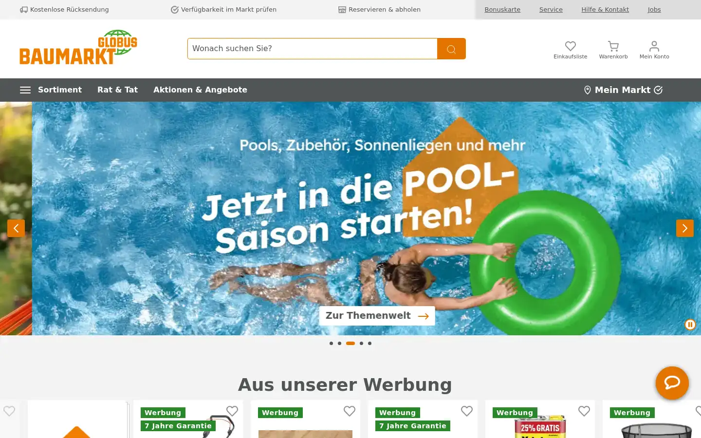 Screenshot of globus-baumarkt.de