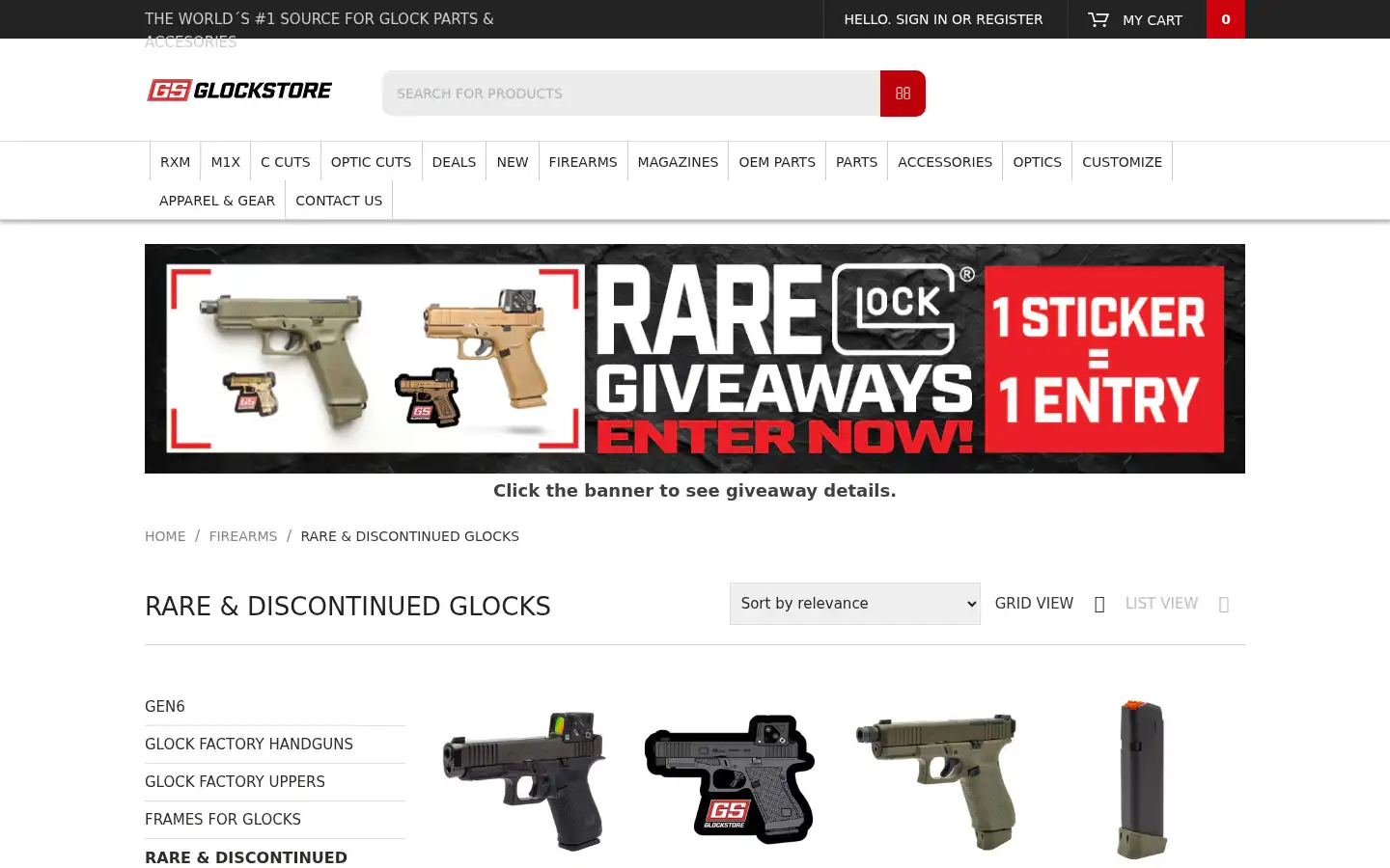Screenshot of glockstore.com