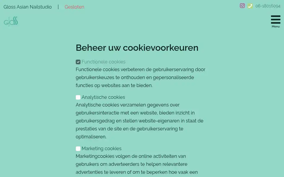 Screenshot of glossnails.nl