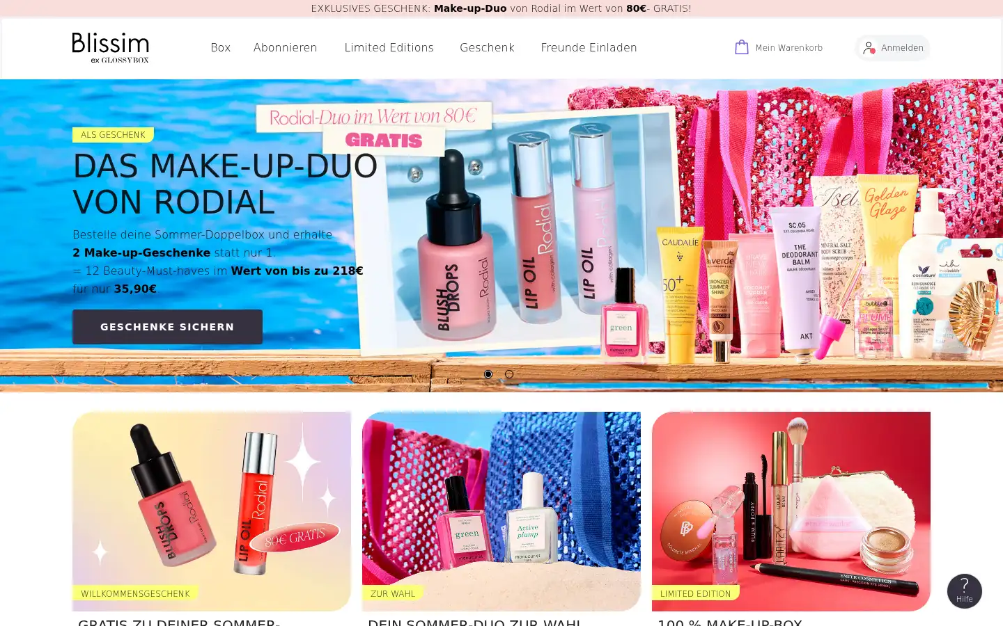 Screenshot of glossybox.at