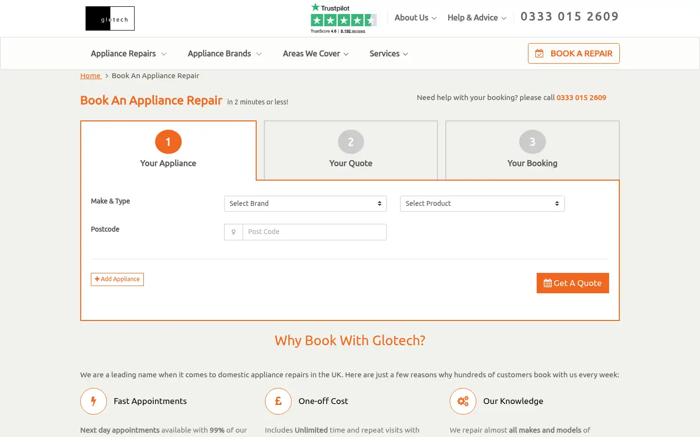 Screenshot of glotechrepairs.co.uk