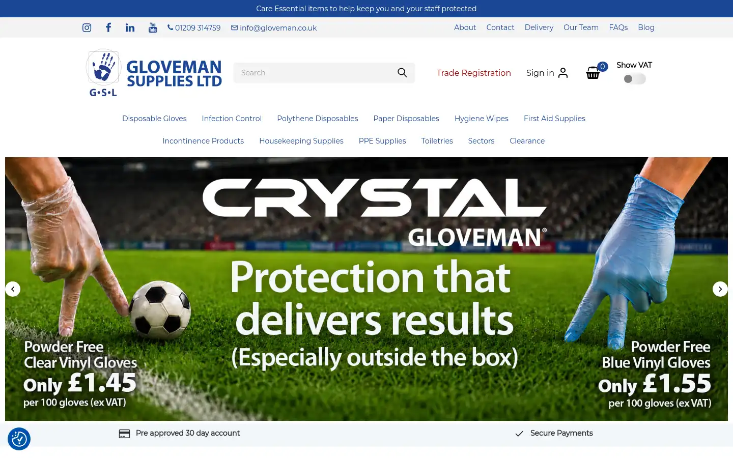 Screenshot of gloveman.co.uk