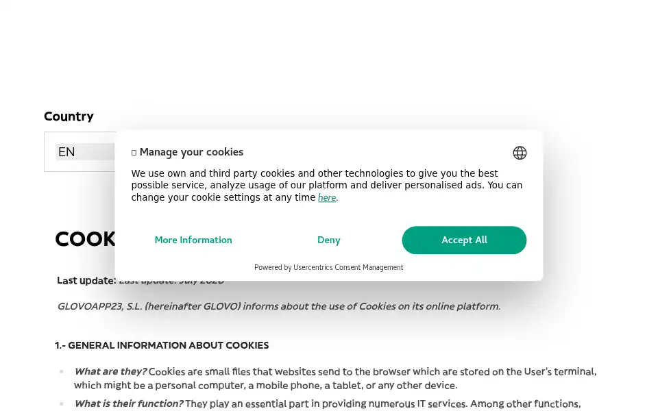 Screenshot of glovo.ro