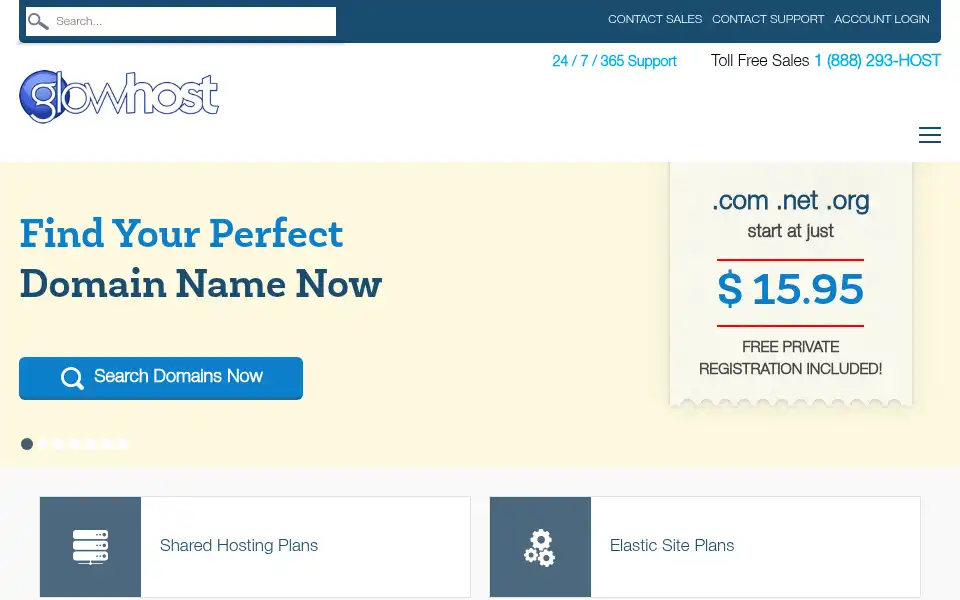 Screenshot of glowhost.com