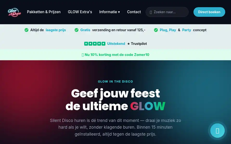 Screenshot of glowinthedisco.nl