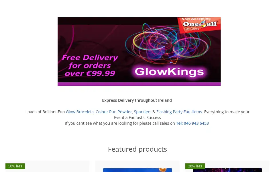 Screenshot of glowsticks.ie