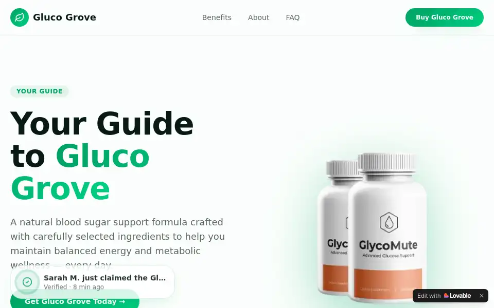 Screenshot of gluco-grove.lovable.app
