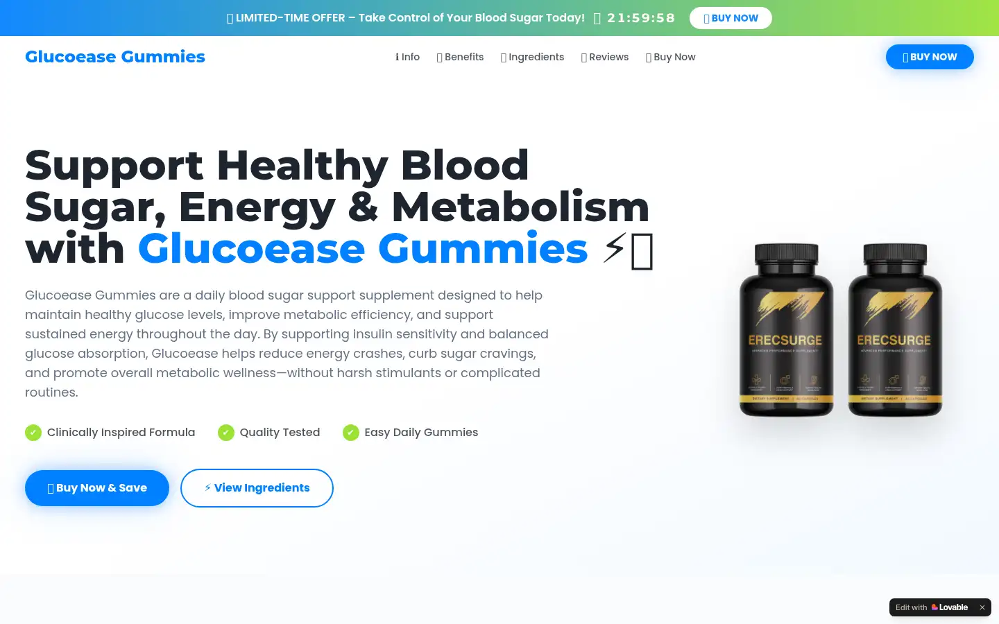 Screenshot of glucoease-official.lovable.app