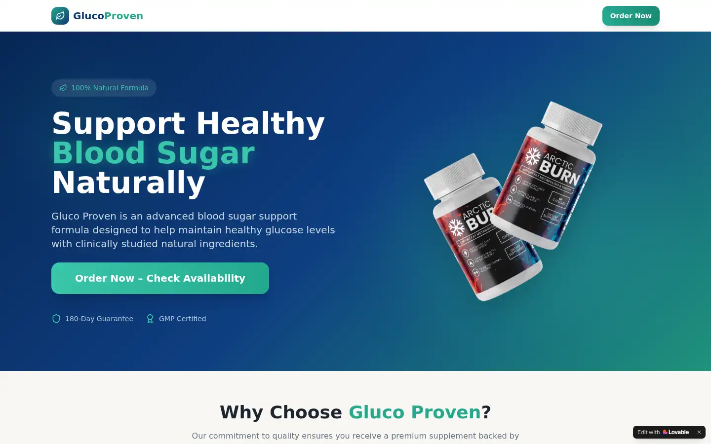 Screenshot of glucoproven.lovable.app