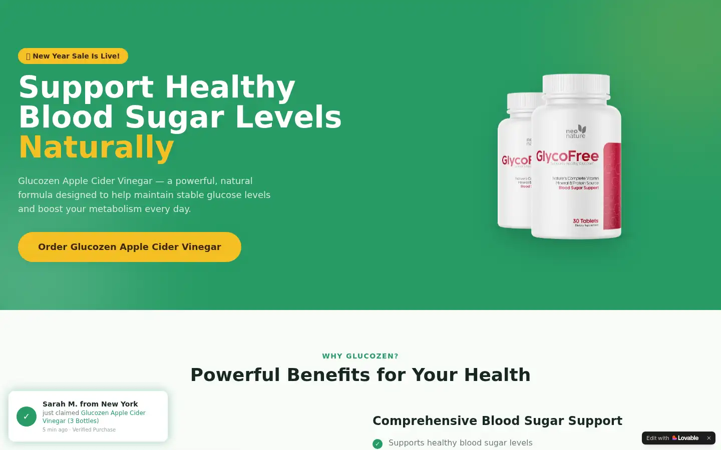 Screenshot of glucozen-com.lovable.app