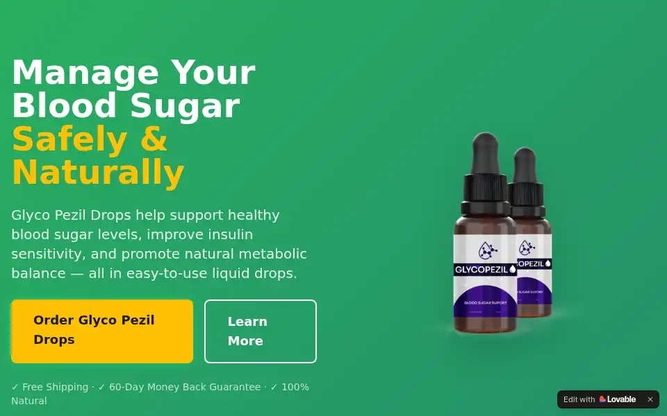 Screenshot of glyco-pezil-drops.lovable.app