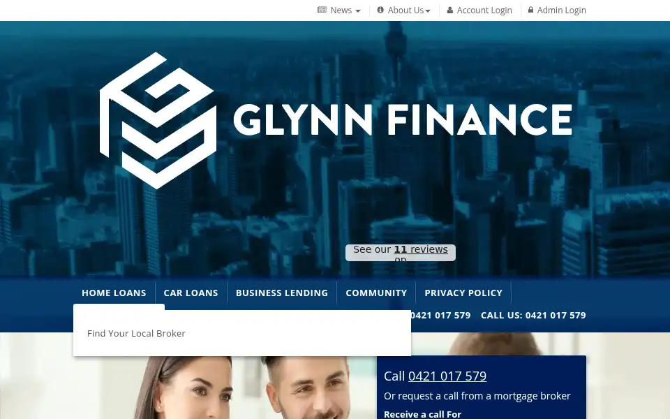 Screenshot of glynnfinance.com.au