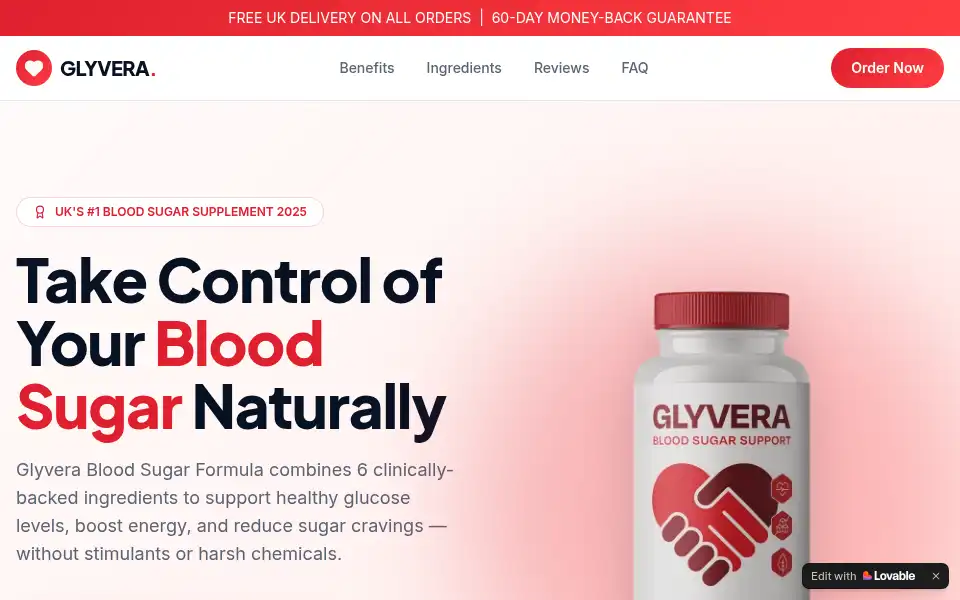 Screenshot of glyvera-blood-sugar-formula.lovable.app