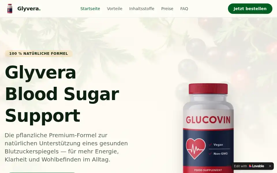Screenshot of glyvera-kapseln.lovable.app