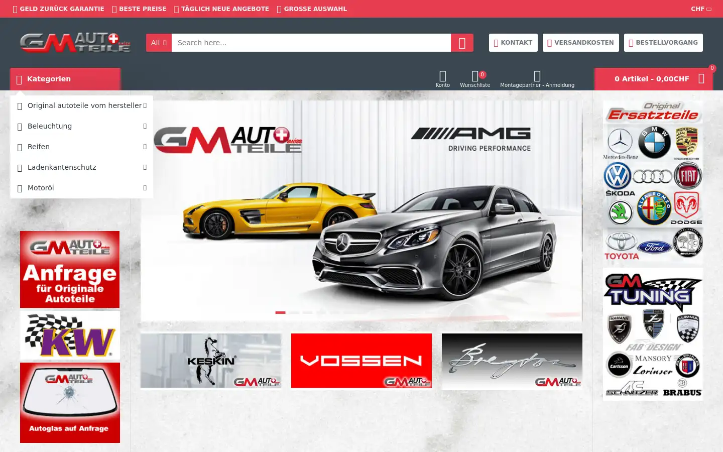 Screenshot of gm-autoteile.ch