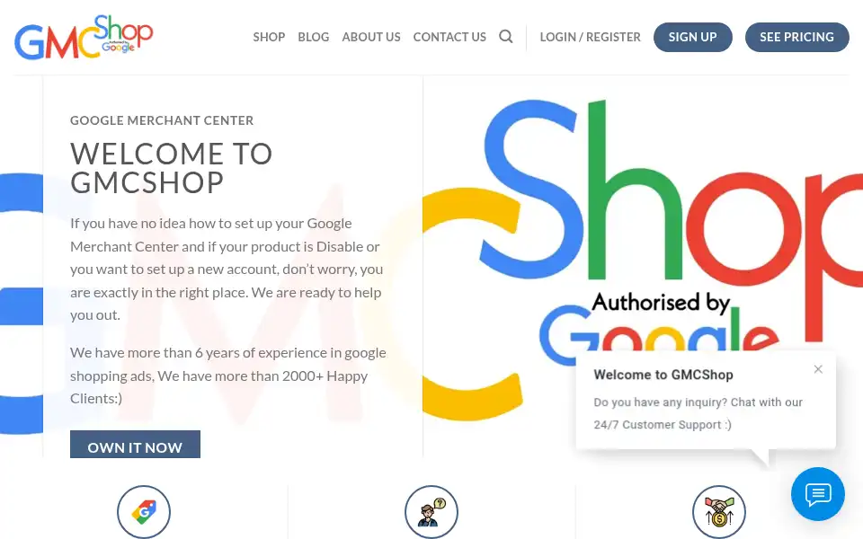 Screenshot of gmcshop.us