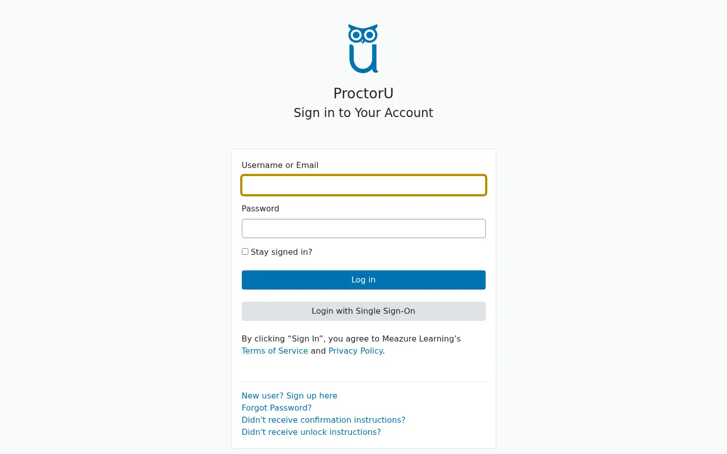 Screenshot of go.proctoru.com