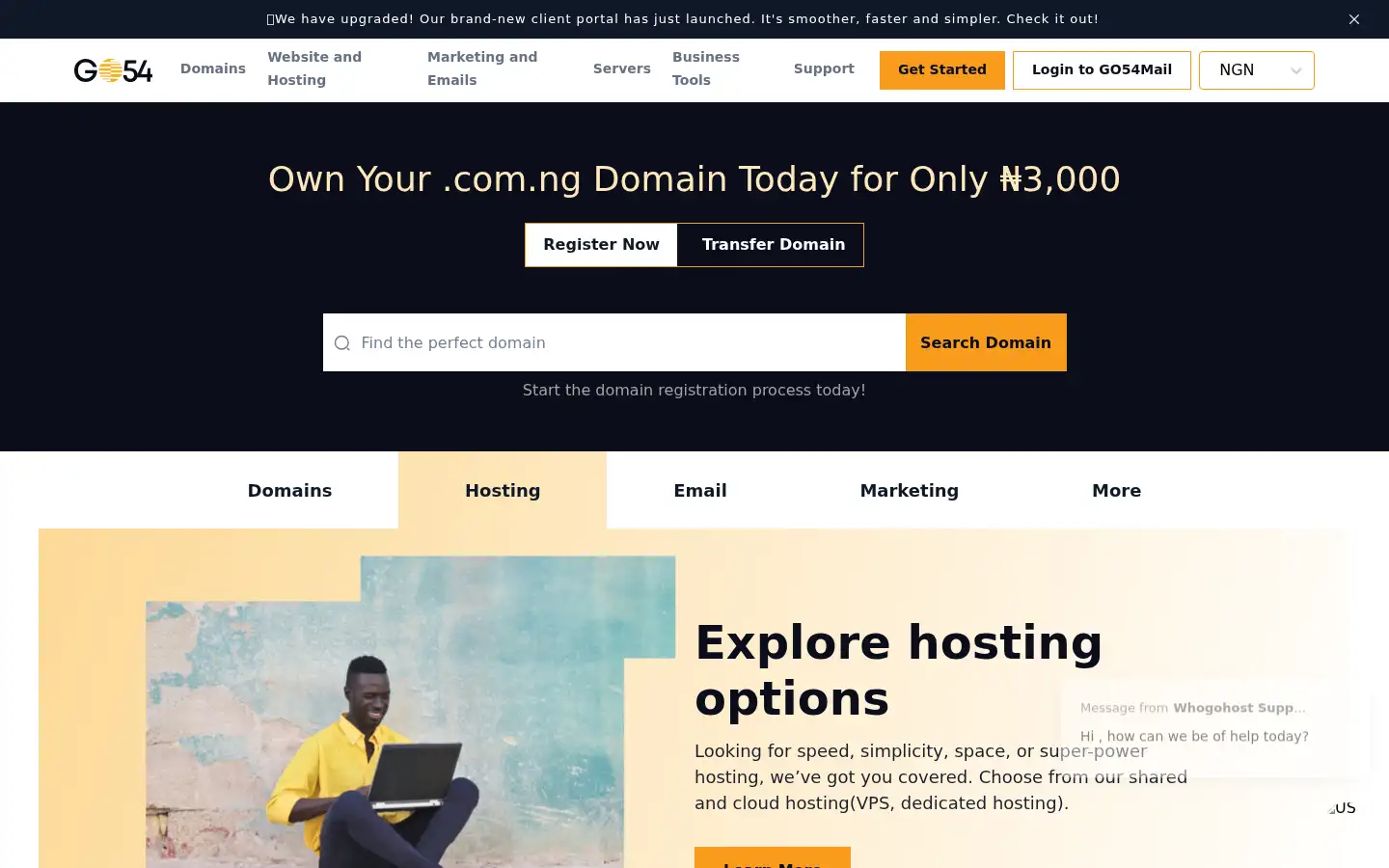 Screenshot of go54.com