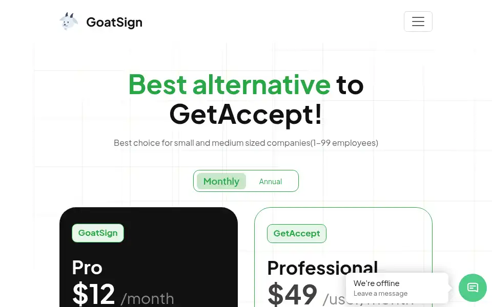 Screenshot of goatsign.io