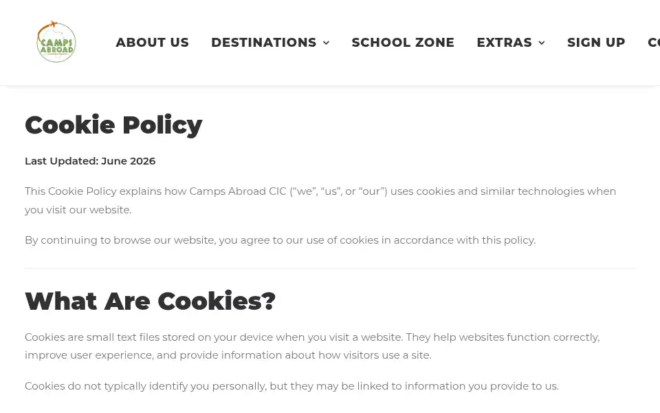 Screenshot of gocampsabroad.com