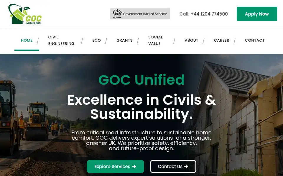 Screenshot of gocinstallers.co.uk