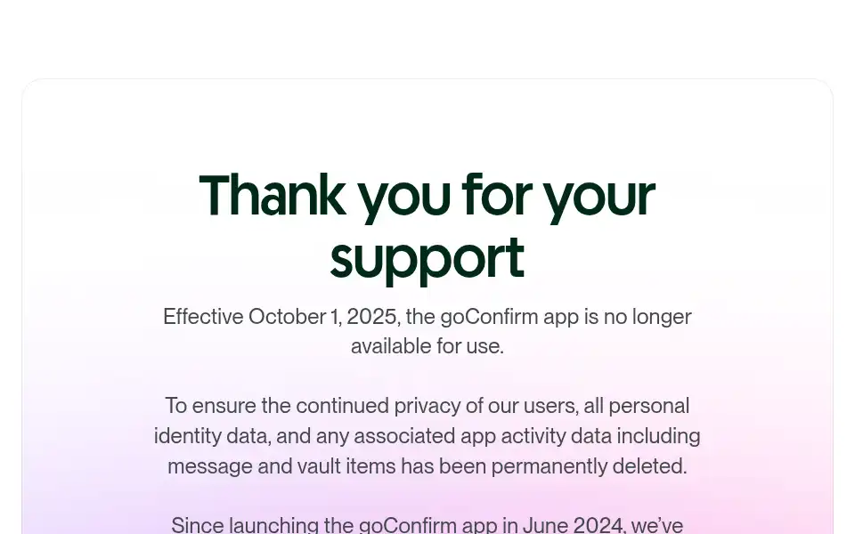 Screenshot of goconfirm.com