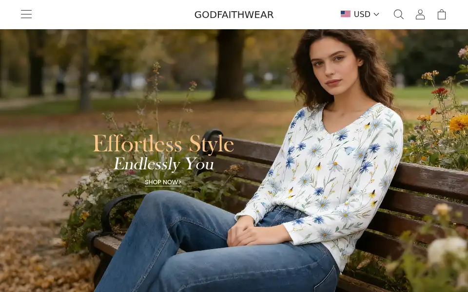 Screenshot of godfaithwear.com