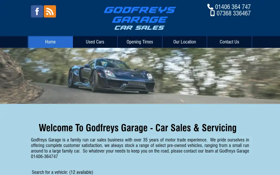 Screenshot of godfreysgarage.co.uk