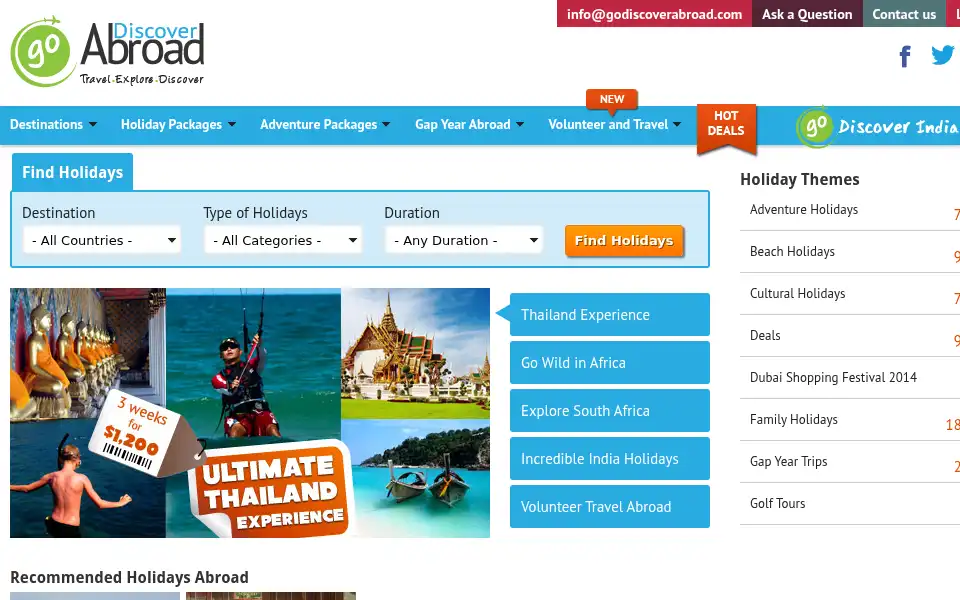 Screenshot of godiscoverabroad.com
