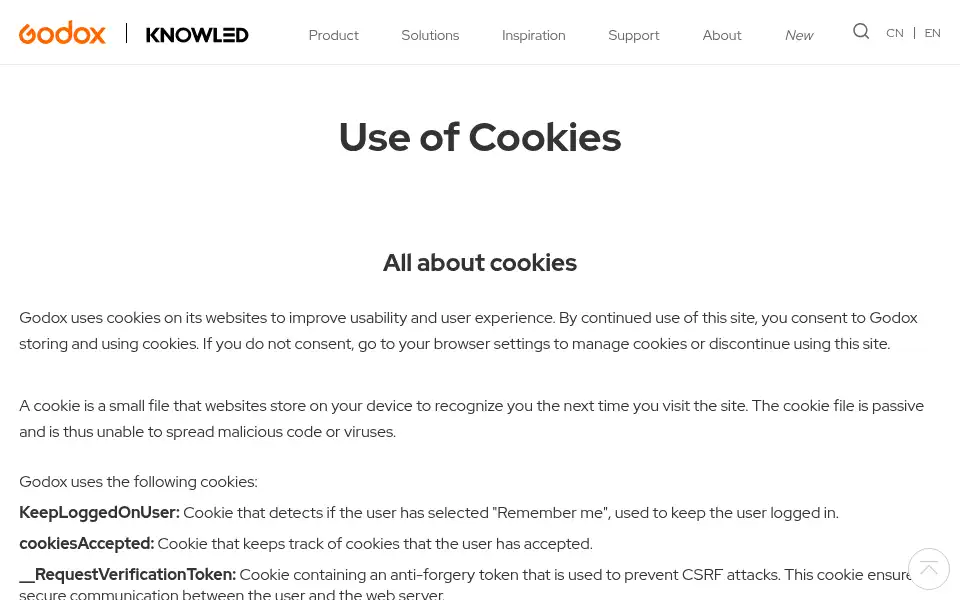 Screenshot of godox.com